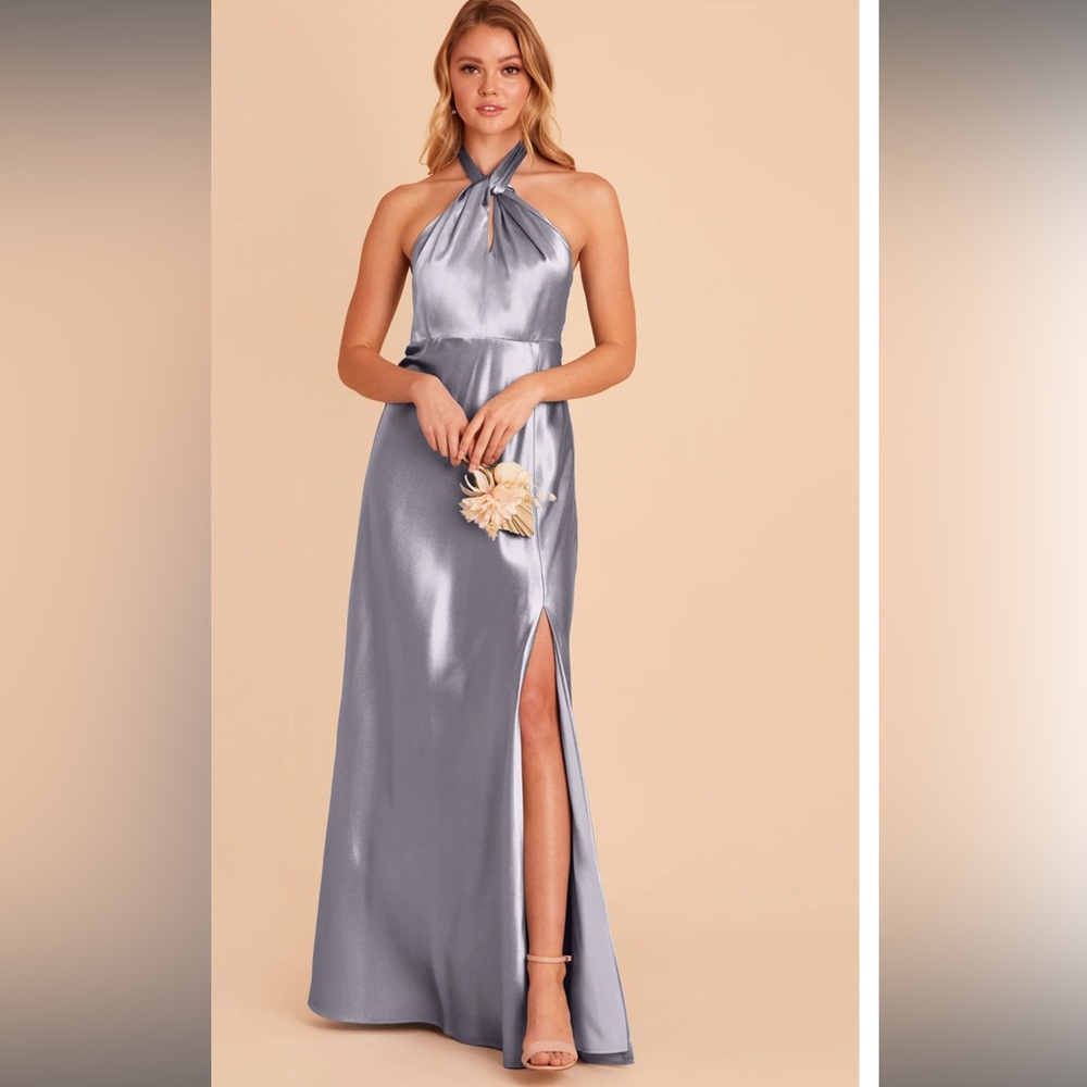 Birdy Grey Monica Satin Dress - Dusty Blue